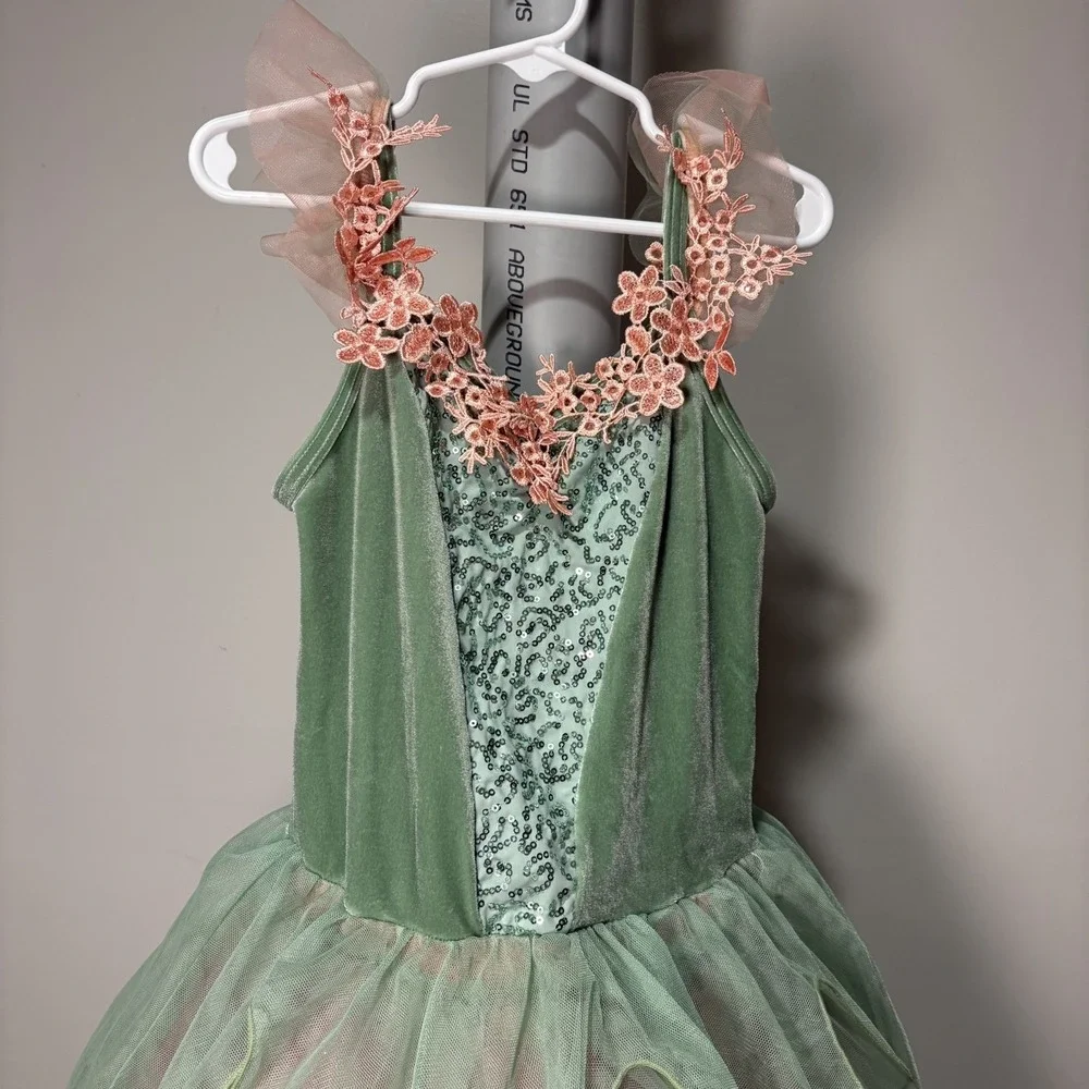 Weissman Flower Fairy Ballet Costume Pink Mint Green Child Sz Medium Tutu 13511